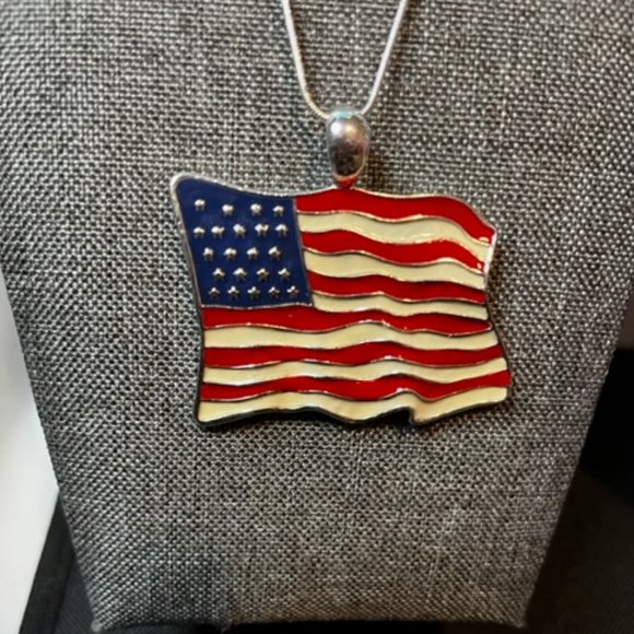 Waves of Freedom Flag Pendant and Earring Set - Picture 2 of 3